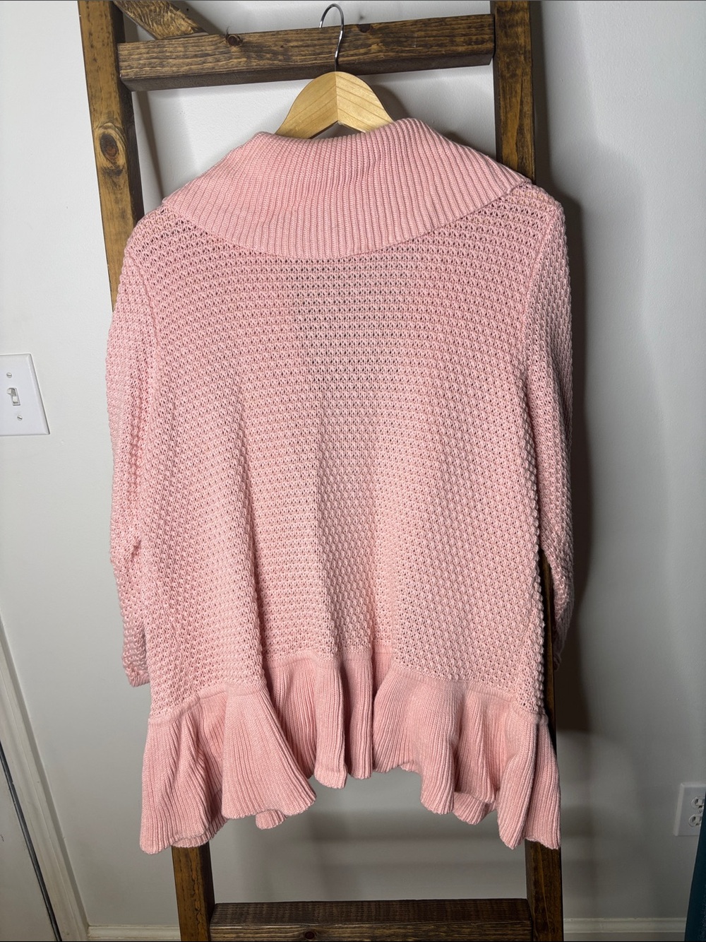 Ruby Rd. Soft Pink Ruffle Open-Front Cardigan Size 1X - Picture 4 of 4